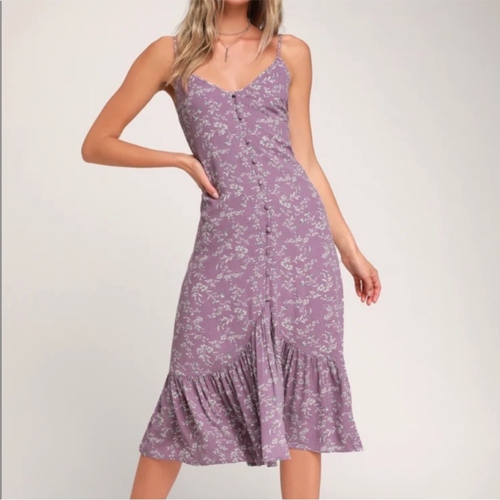 Lulu's Lavender Floral Midi Dress